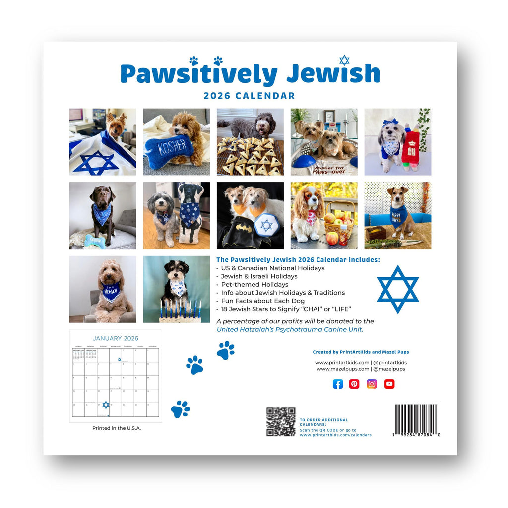 Pawsitively Jewish 2026 Wall Calendar