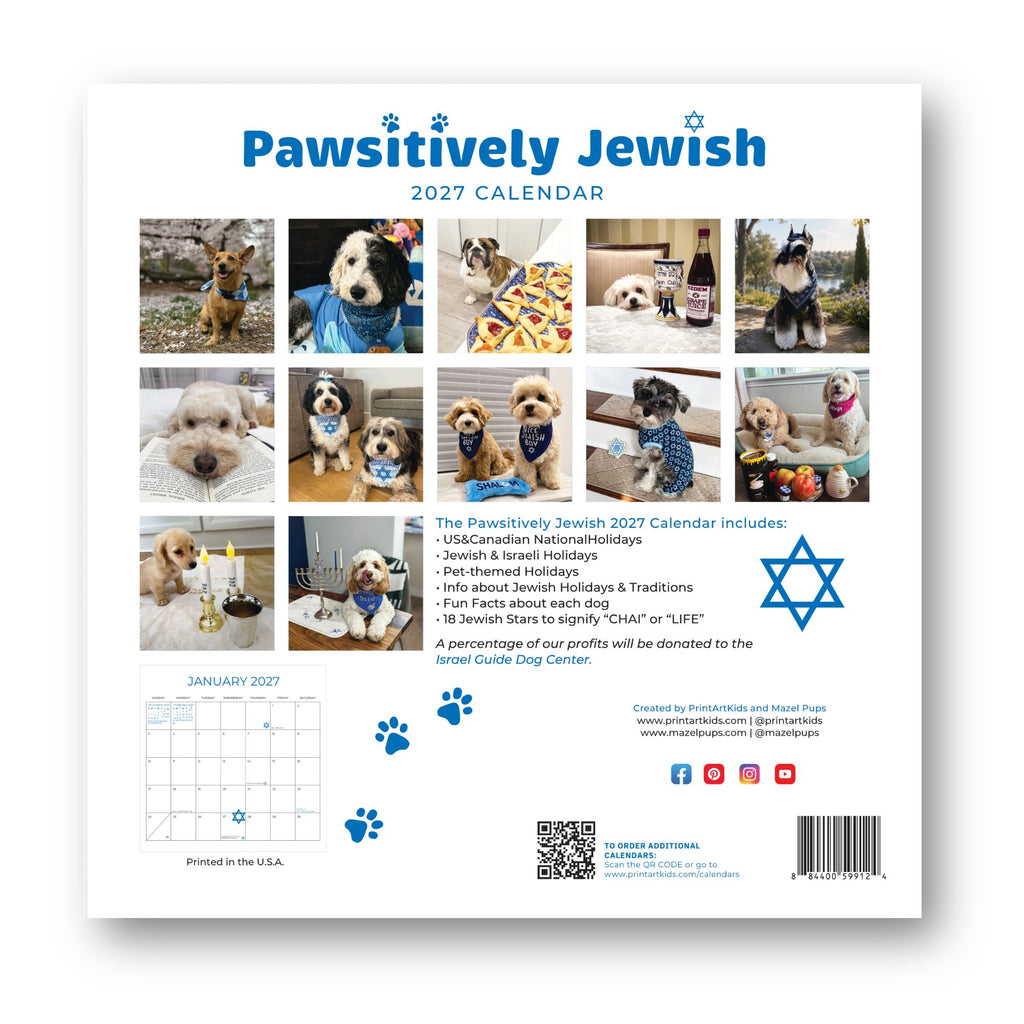 Pawsitively Jewish 2027 Wall Calendar